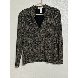 Draper's & Damons Metallic Sparkle Gold Shimmer Glittery Zip‎ Jacket Petite PM